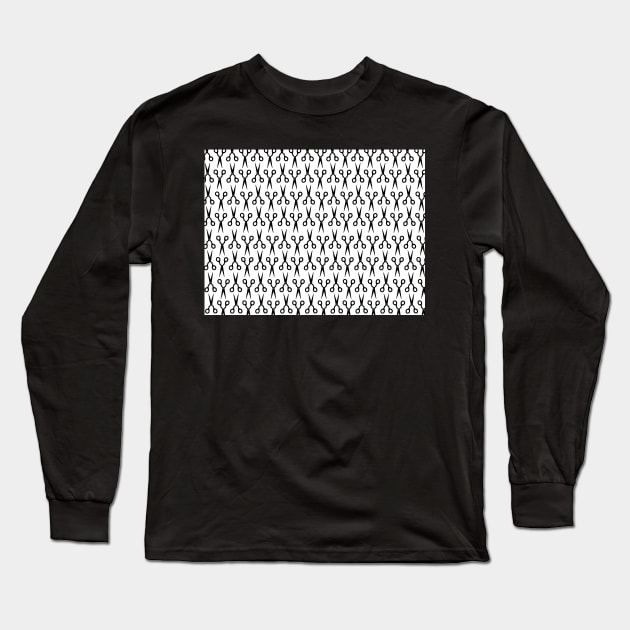 Scissors Pattern Black Long Sleeve T-Shirt by XOOXOO